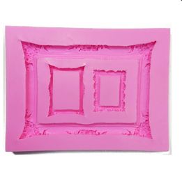 Picture Frames Silicone Mold  Scroll Lace Photo Frame Fondant Molds For Cake Decorating Cupcake Topper Chocolate Candy Polymer 