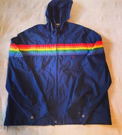 *Vintage* 80’s Ocean Pacific Windbreaker w/ Rainbow Striping in Great Condition. Size: M