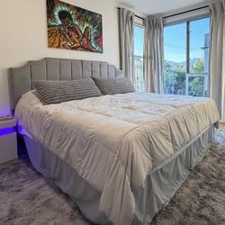 Modern LED Nightstands (Set of 2) – White, Minimal Design 