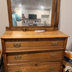 Antique Dresser With Mirror