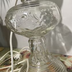 Vintage Glass Portable Oil Lamp Lantern Converted To Electric