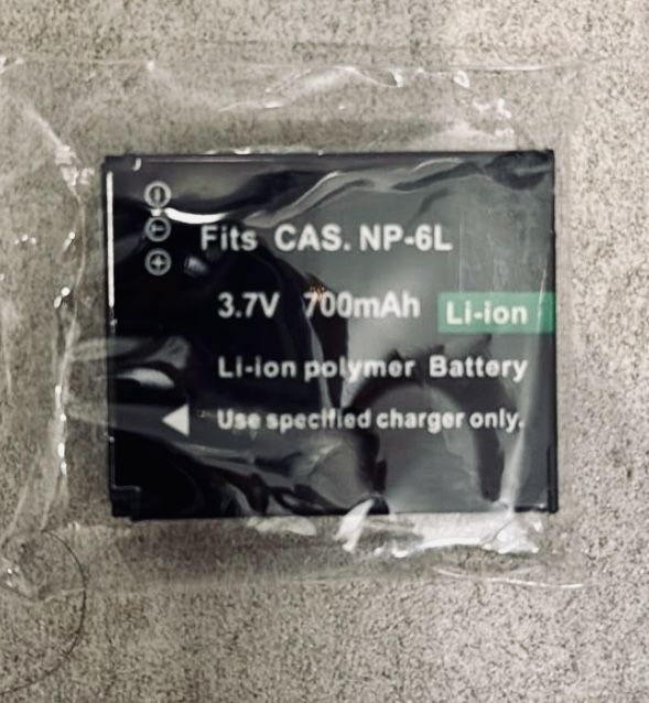 NP-6L Digital Camera Battery fits CAS NP-6L 3.7V 700mAh Rechargeable Lithium Battery. Brand new in package Original Fits CAS. NP-6L 3.7V 700mAh Li-ion
