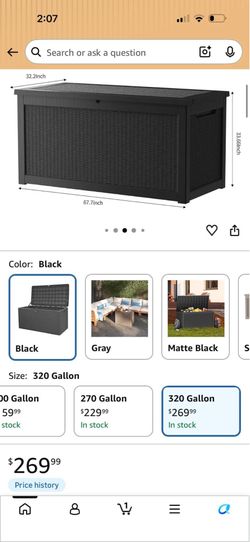 (Small damage) 320 Gallon Outdoor Storage Box, Extra Large Waterproof Resin Deck Box with Lockable Lid Storage Bin for Patio Furniture Cushion, Garden