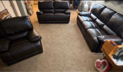 3 Piece Faux leather couch set $300