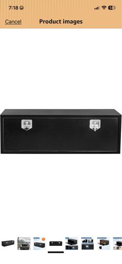 Black Steel Underbody Truck Box, 60"×18"×18" Pickup Storage Box, Heavy Duty Diamond Plate Tool Box with L ock and Keys, Waterproof Trailer Storage Box