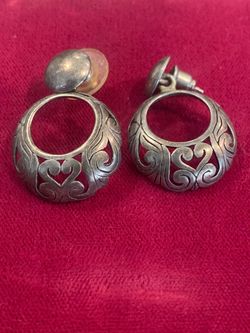 Vintage cut out engraved sterling earrings