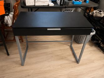 Modern Black Desk with Metal Legs