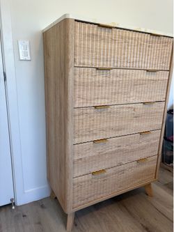 Fluted  Modern 5 Drawer Dresser , 48” Tall