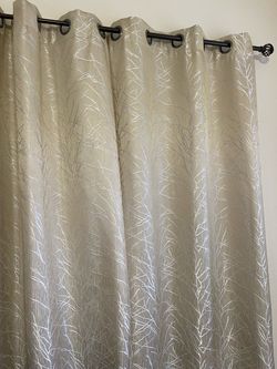 Beige double fabric, blackout curtain set of six