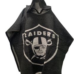 Raiders Poncho Serape With Hoodie One Size Fits All 