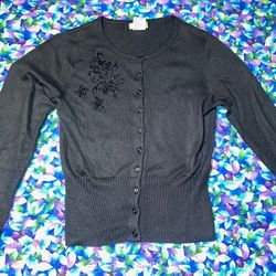A. Byer black beaded cardigan 