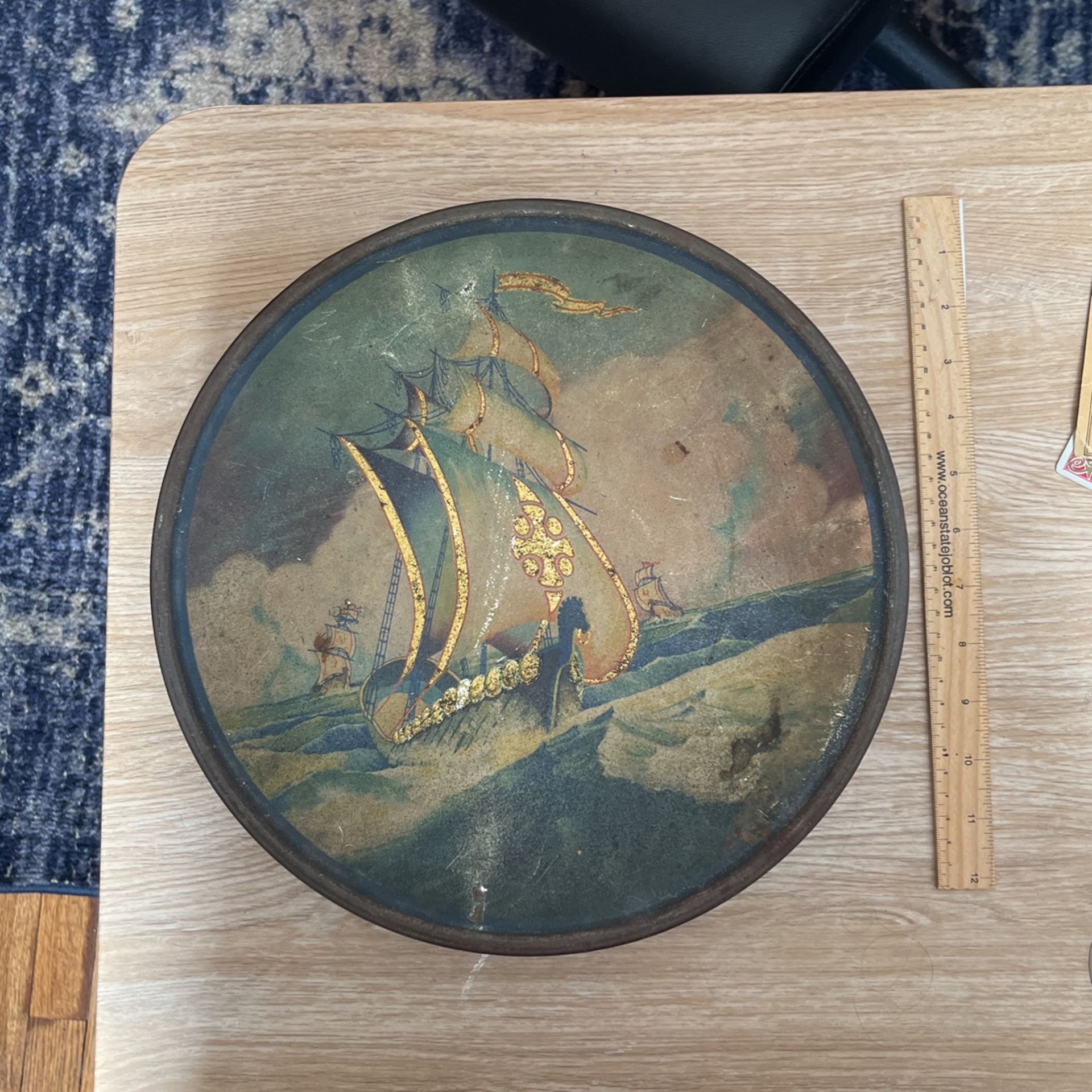 Button Canister Metal Vintage 