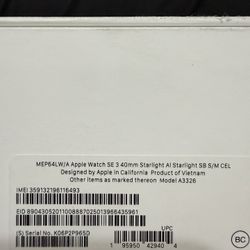 Apple Watch SE 3 40mm Starlight Brand New 