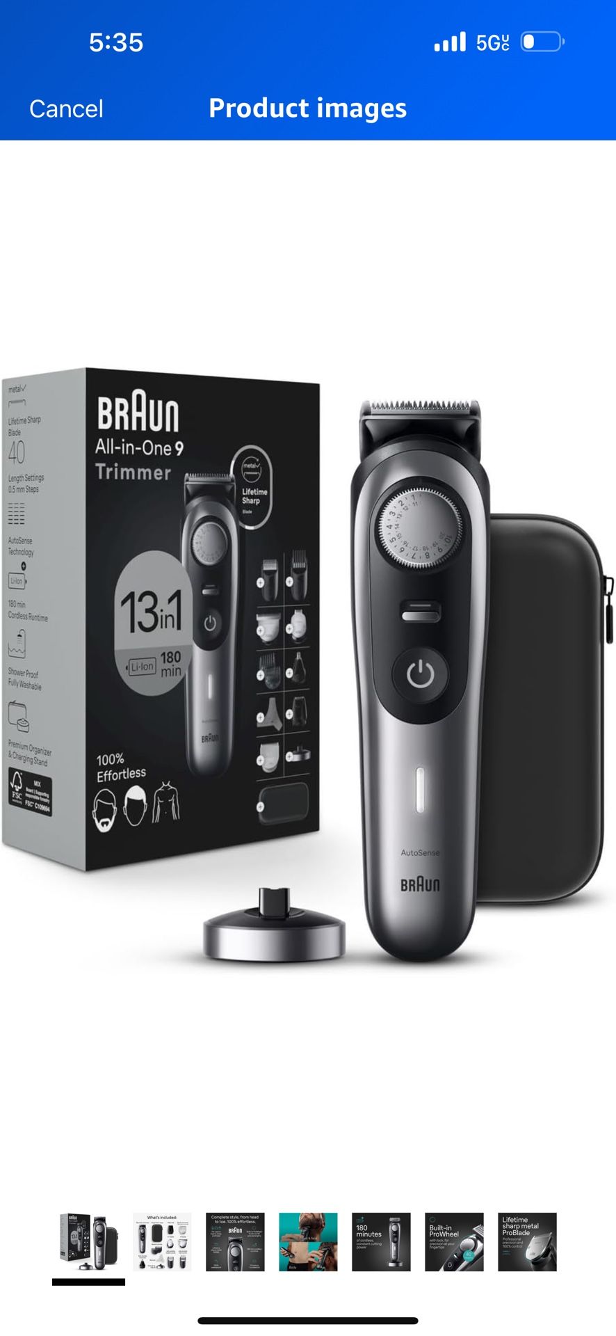 Braun All-in-One Men's Shaving Kit Series 9 9440, 13-in-1 Beard, Face, Nose, Ear Trimmer, Hair Clippers, Body Groomer and Manscaping