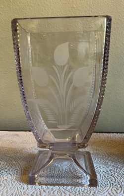 Vintage Glass Vase EAPG Pink Purple 