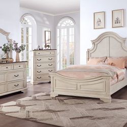 Beige Queen Bed Frame 