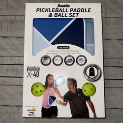 Franklin Sports 2-Player Pickleball Paddle Set - (2) Fiberglass Paddles+ (2) X-40 Pickleballs - Blue