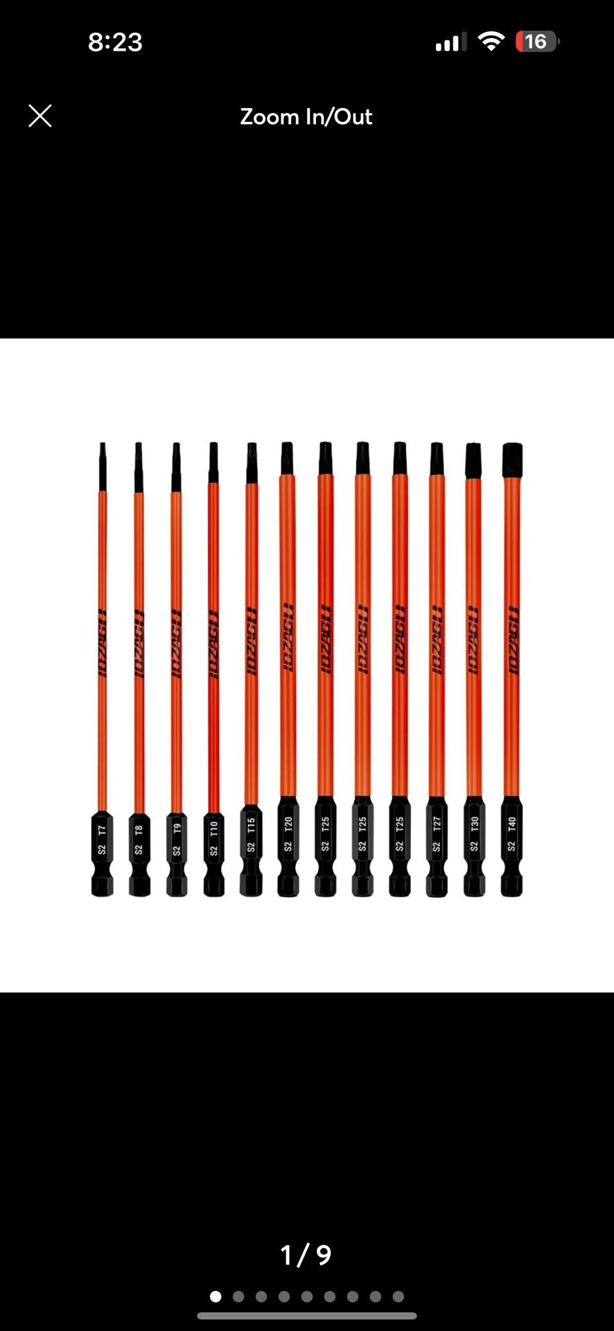12Pcs Long Torx Bit Set 6-Inch (152mm), T7 to T40