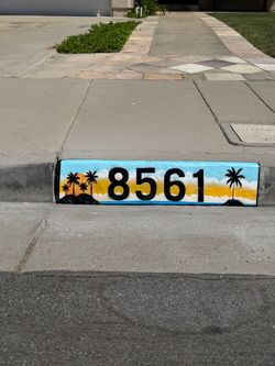 Hand-Painted Tropical House Number Address Sign