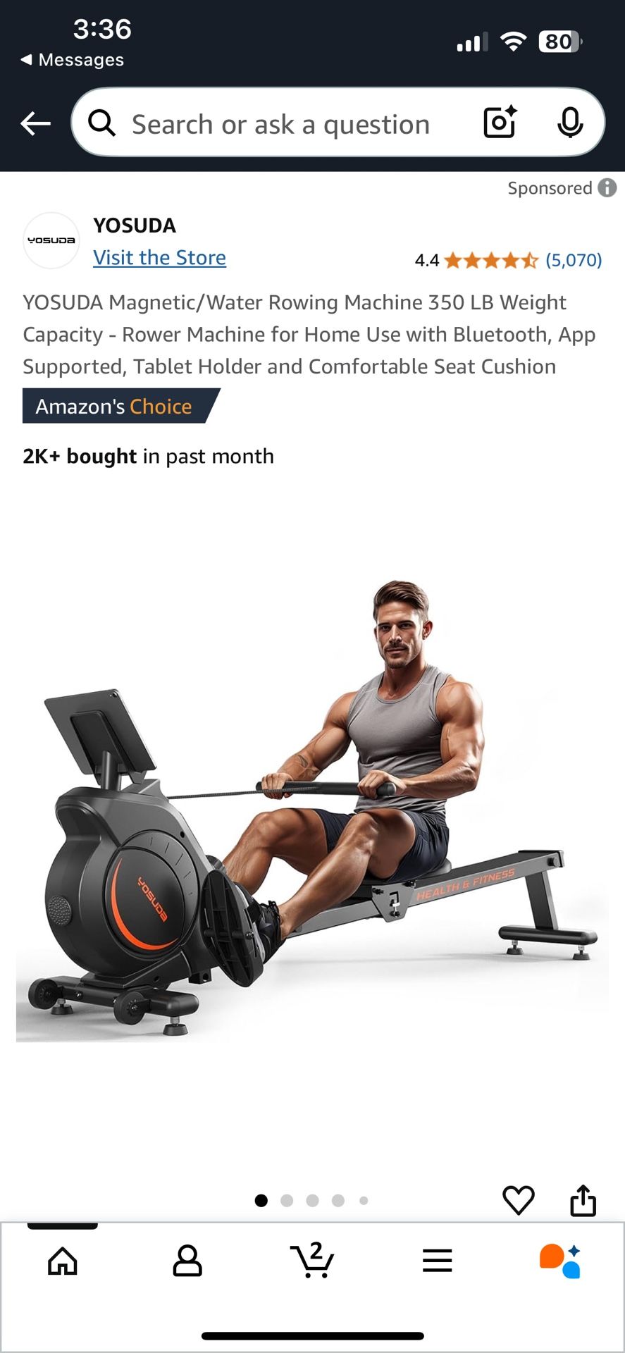 YOSUDA Magnetic Water Rowing Machine