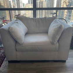White Sofa and Ottoman 