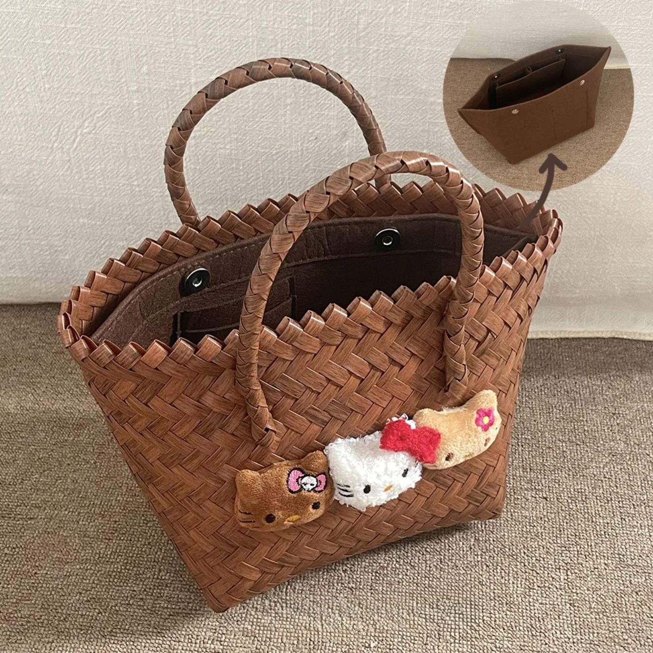 hellokitty knit summer tote bag