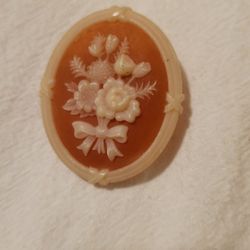 vintage AVON cameo Silhouette coral ivory color