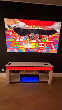 White TV Stand with Electric Fireplace
