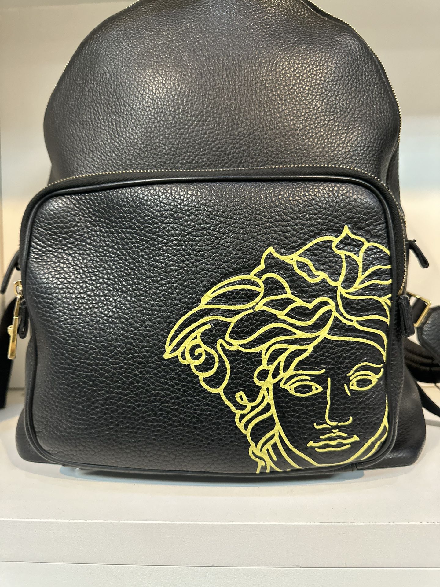 Versace Black Leather Backpack 
