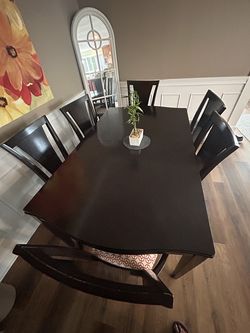 Espresso table and 6 chairs