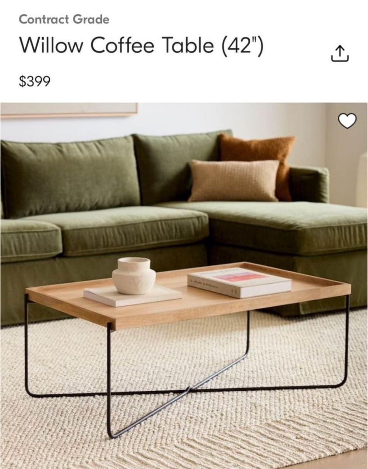 West Elm Willow Coffee Table (42") for sale!