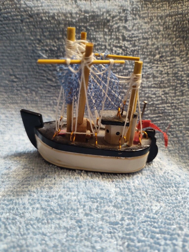 Vintage Mini Wooden Shrimping Boat