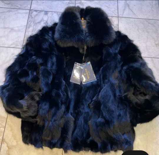 Mens GENUINE FOX FUR Hooded 3xL