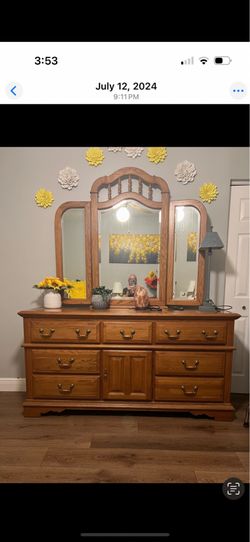 Dresser with mirror and queen size headboard