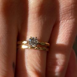 MELISSA JOY MANNING GIA CERTIFIED 0.53 Ct GREY DIAMOND 18K Yellow Gold Band Size 5 ENGAGEMENT RING 