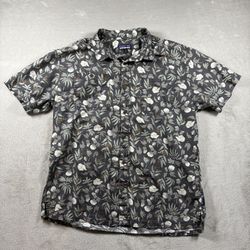 Mens Patagonia Size XL Back Step Pattern Button Front Shirt Black Gray #1710