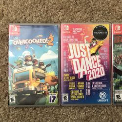 Switch Games: Overcooked, Justdance, How To Train Your Dragons