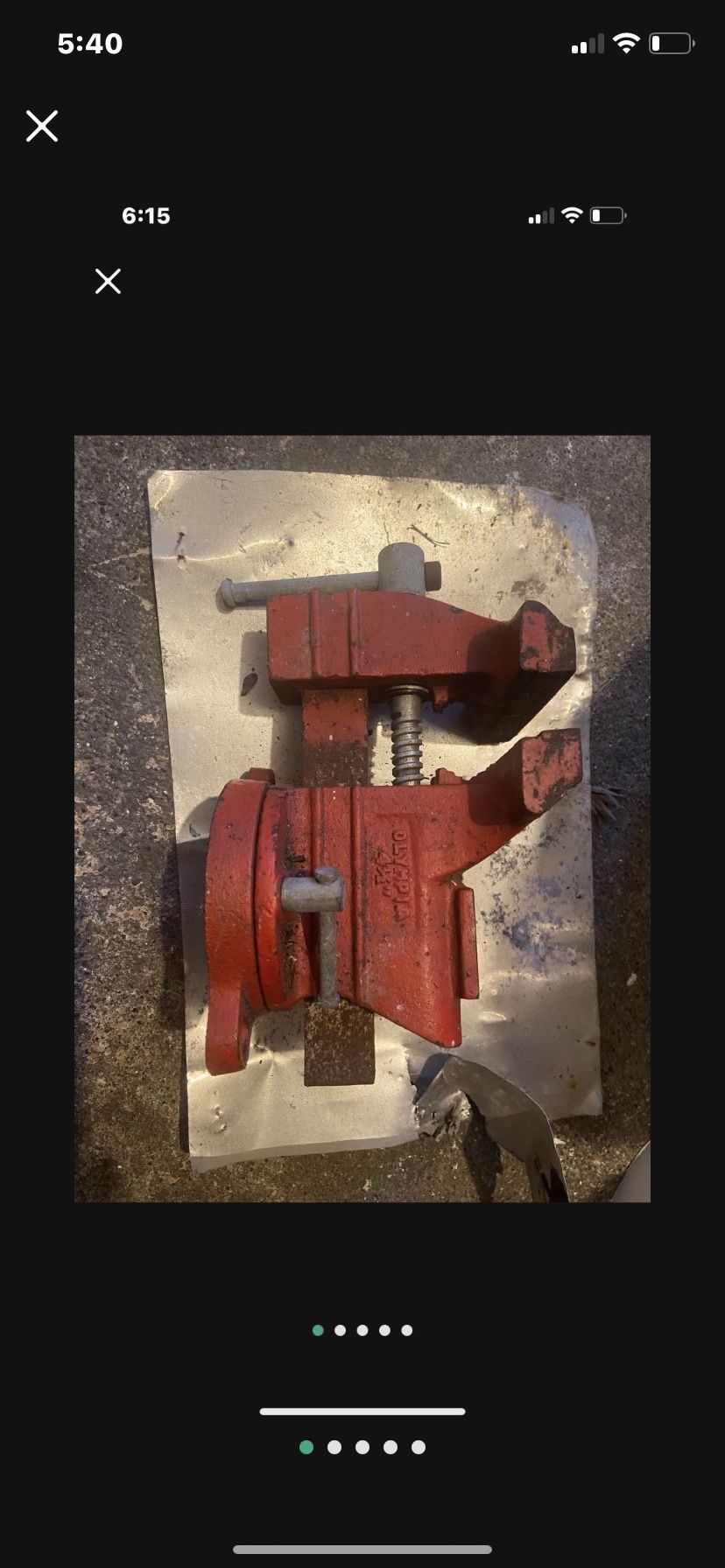 Vintage Olympia Bench Vise 4.5" Jaws Swivel Base Cast Iron