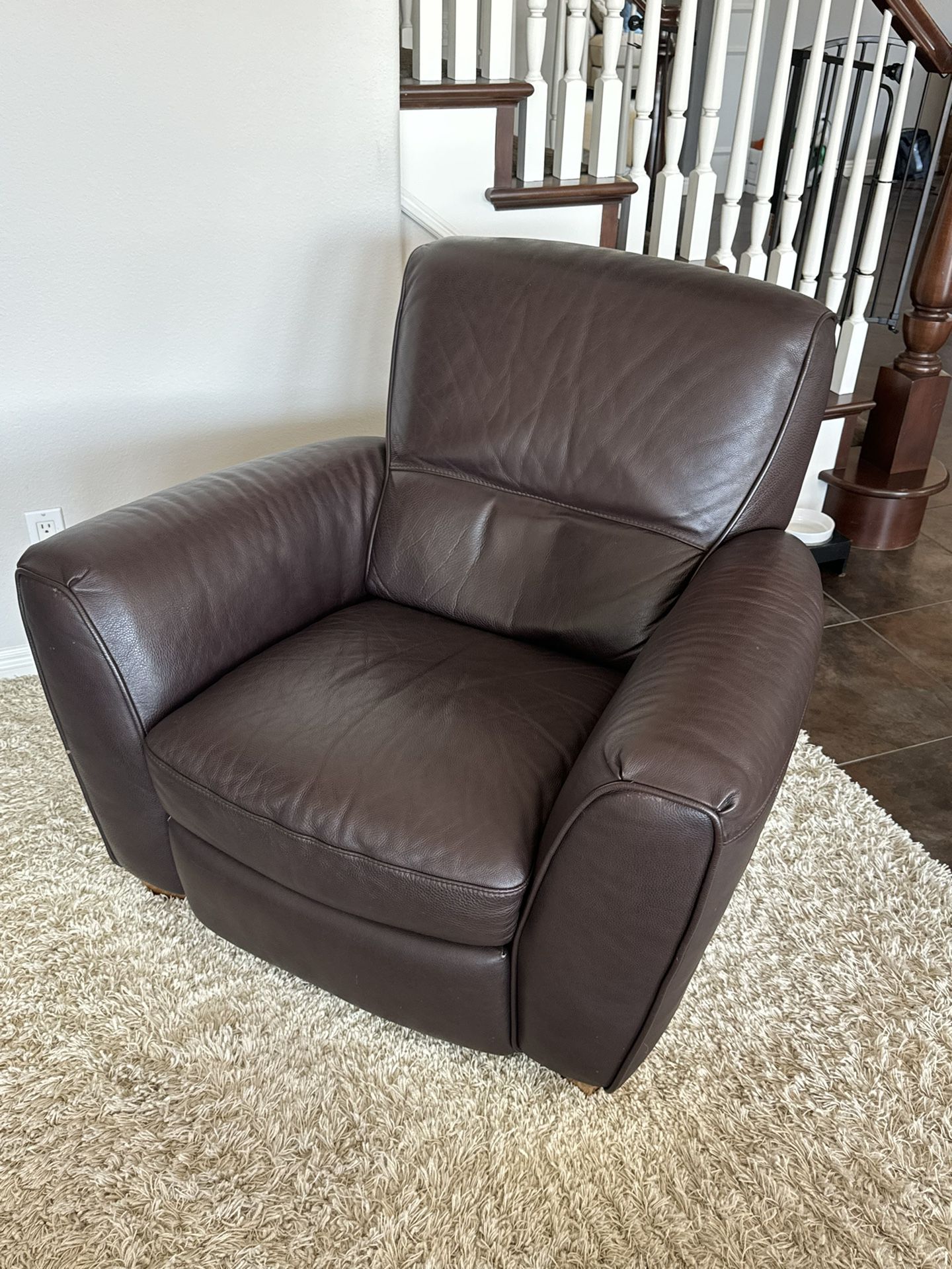 Manual Brown Leather Recliner Chair 
