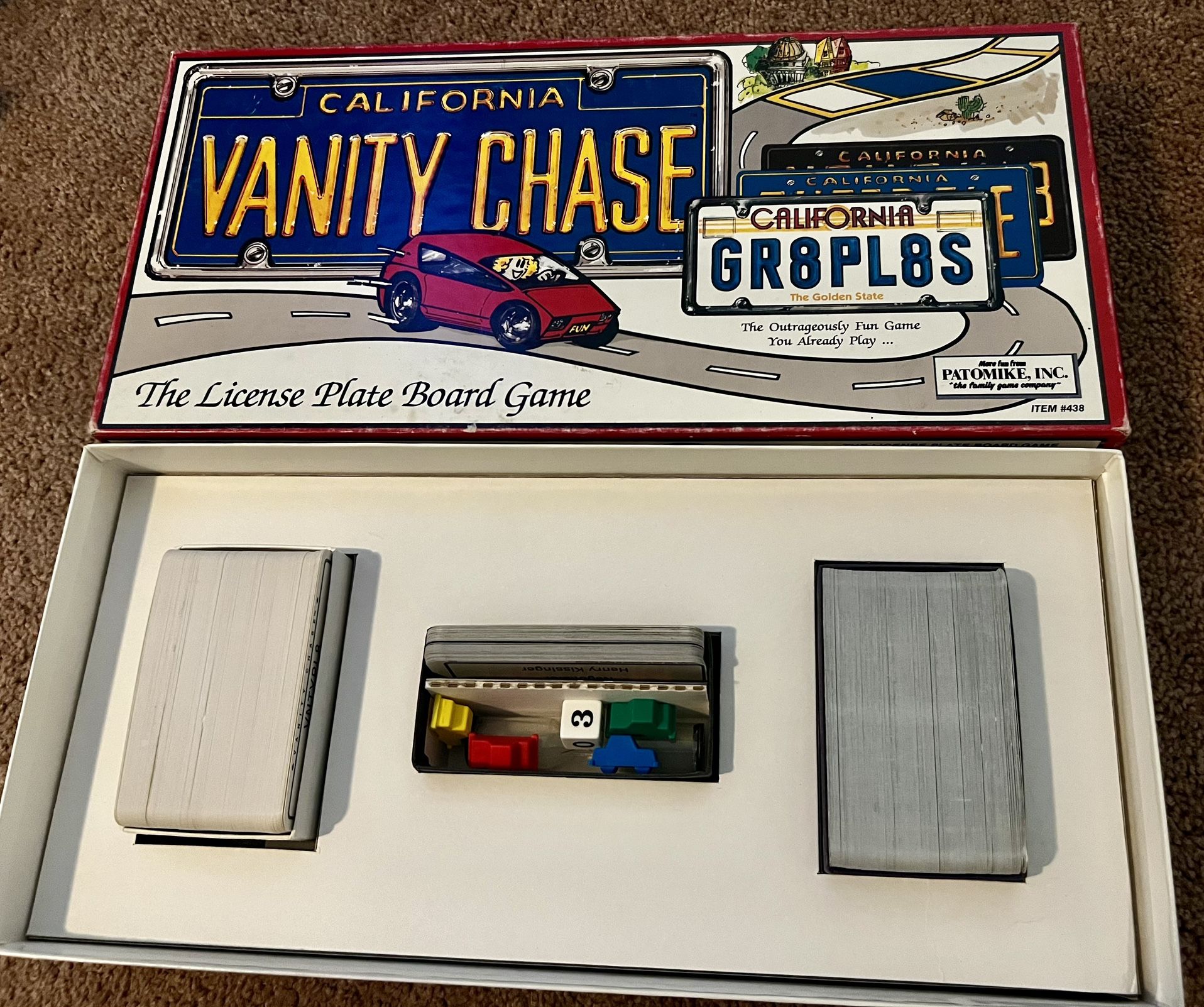 New in Box Vintage 1988 California Vanity Chase License Plate Board Game