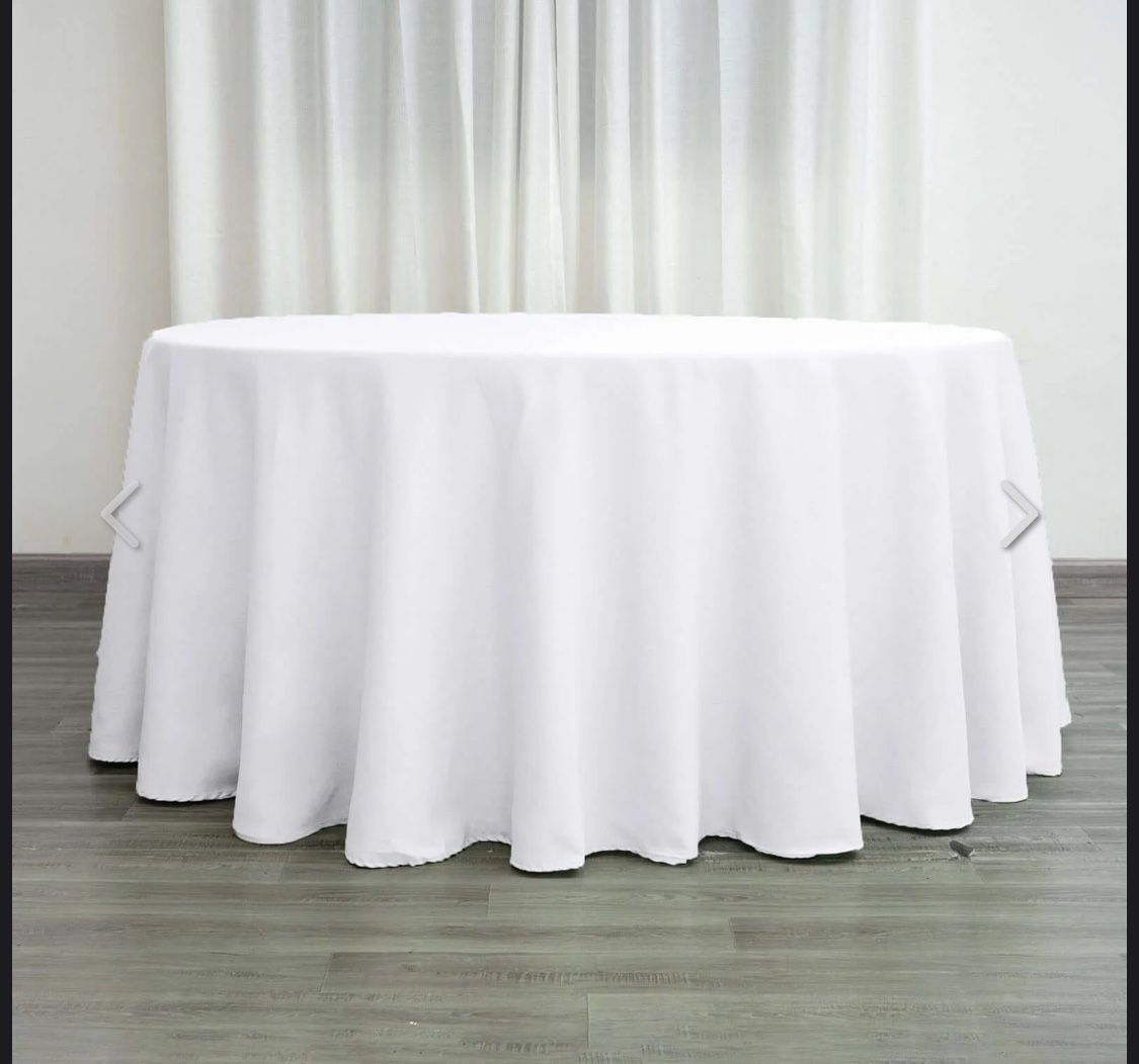 Polyester Round Tablecloth 120" White
