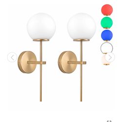 Modern Battery Operated Wall Sconces Set Of 2, Glass Ball Wireless Wall Sconces Dimmable With Remote Control,Indoor Wall Lights For Bedroom, Wall Ligh
