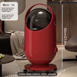 Premium Cylindrical Trash Can with Wheels Mobile Home Garbage Bin for Kitchen Office Living Room