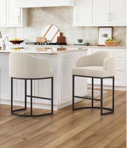 2X Linen Color 27” Fabric Barstools 