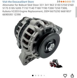 Alternator for Bobcat Skid Steer 331 341 963 S130 S150 S160 S175 S185 S205 T110 T140 T180 T190 T200 T250 T300, Kubota V2203 Engine Replacement, OEM 66