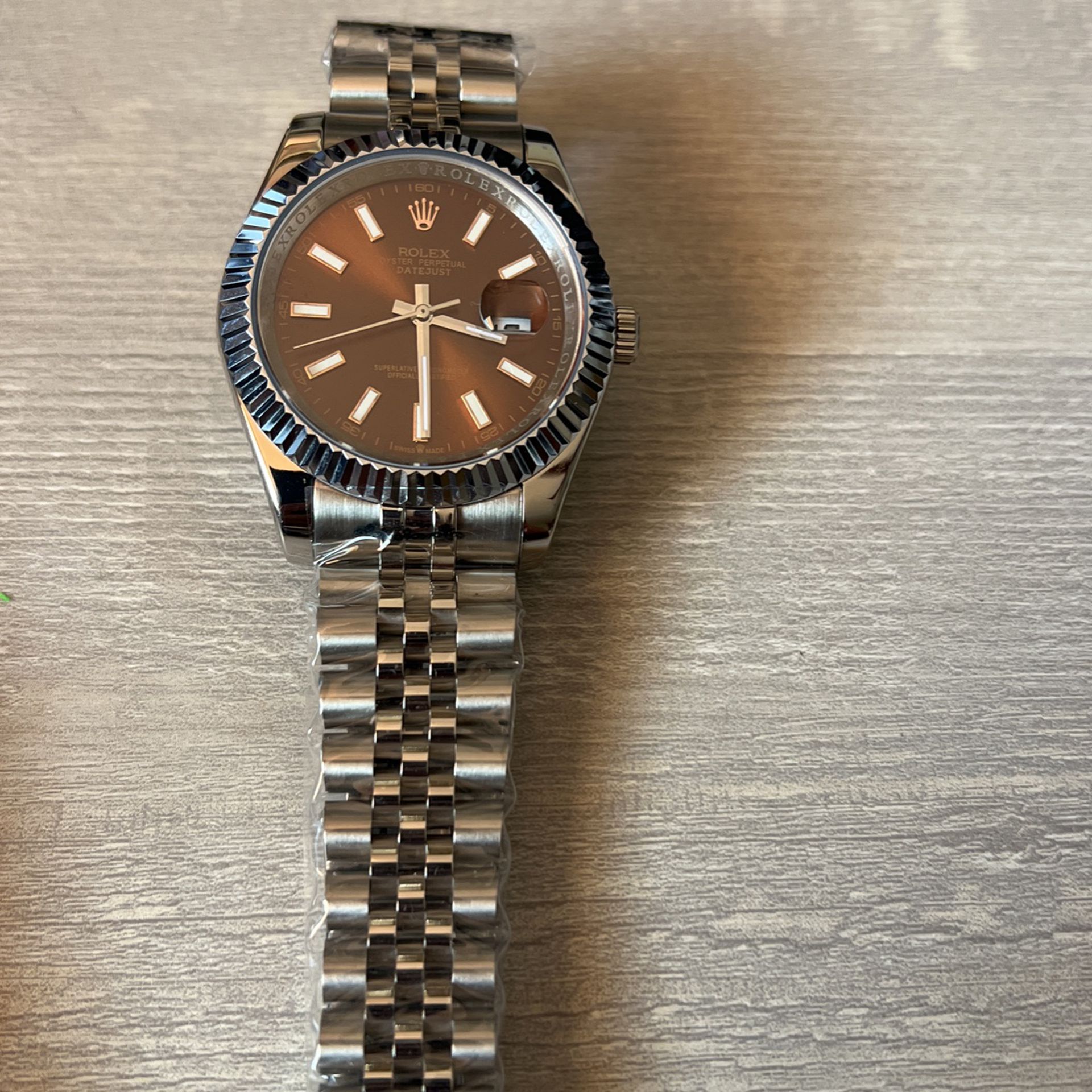 Silver And Brown 41 CM Watch 