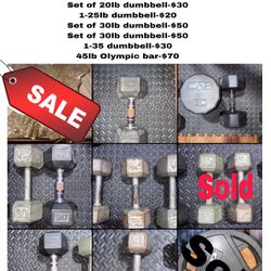 Free Weight Dumbbells (prices Listed Below)
