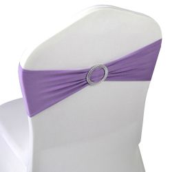 WELMATCH Lavender Spandex Chair Bands Sashes - 50 Pcs Wedding Banquet Party Event Decoration Chair Bows Ties (Lavender, 50 Pcs)