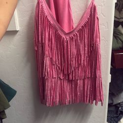 Women’s Medium Pink Fringe Top