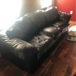 Black Leather Couch LIKE NEW